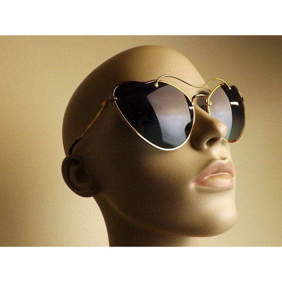 MIU MIU PRADA SMU55R CAT EYES SCENIQUE GOLD LILAC METAL LOGO FRAME SUNGLASSES - Picture 8 of 12